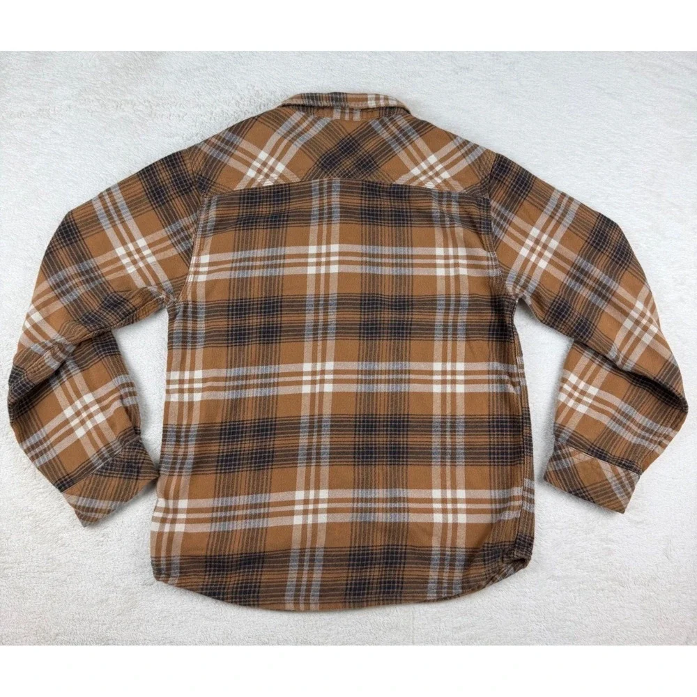 Carhartt Kids Brown Plaid Flannel Long Sleeve‎ Button Up Shirt Size S  (8-10)